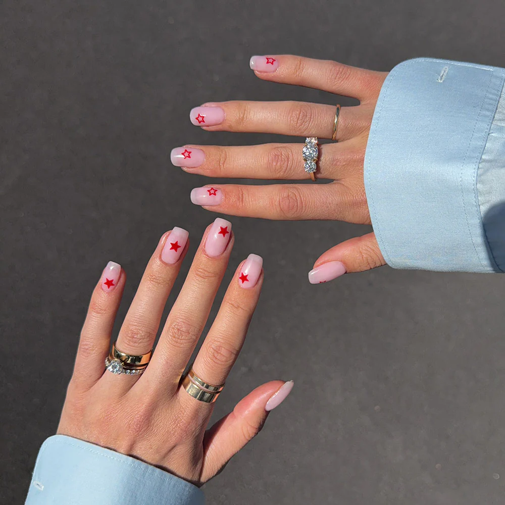 Red Hearts and Stars Nail Stickers - Image 2