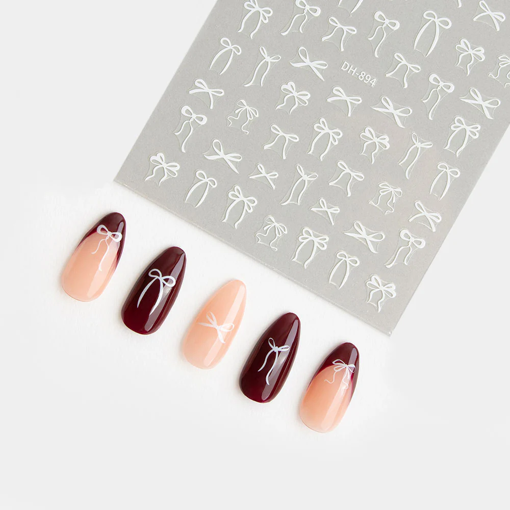 White Bow Nail Stickers